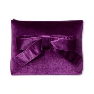 Purple Velvet Style Bow Clutch Makeup Bag NWOT